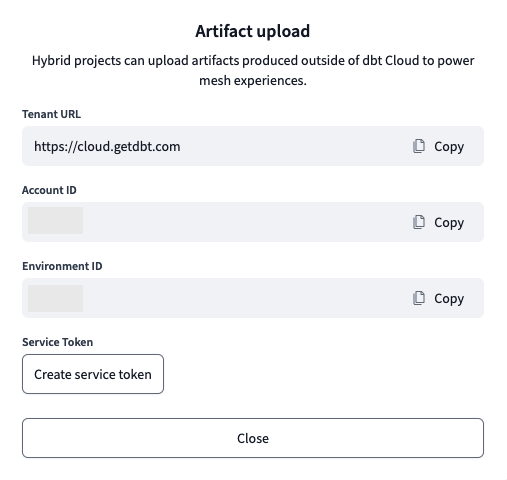 Generate hybrid project service token